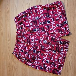 Fila Logo Red Nylon Swim Shorts Trunks Size XXL